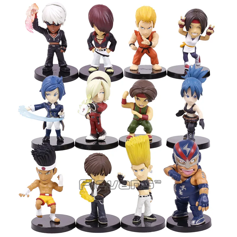 12 Uds KOF Leona Heidern Yuri K Raiden Kyo Ash Elisabeth Joe Higashi Benimaru Nikaido Sie figura modelo juguetes versión Q muñecas regalo
