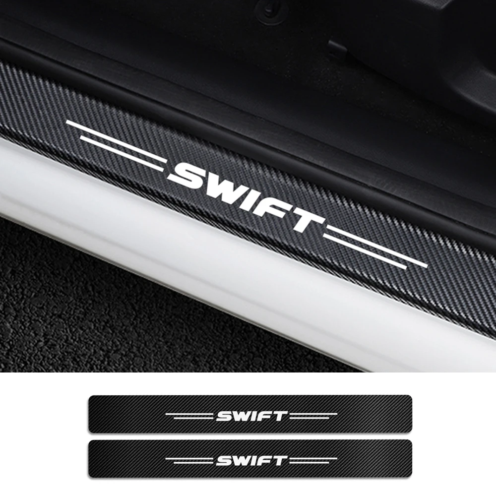 4PCS Car Threshold Pedal Sticker For Suzuki Swift Car Door Sill Protector Carbon Fiber Vinyl Sticker Auto Styling Accessories