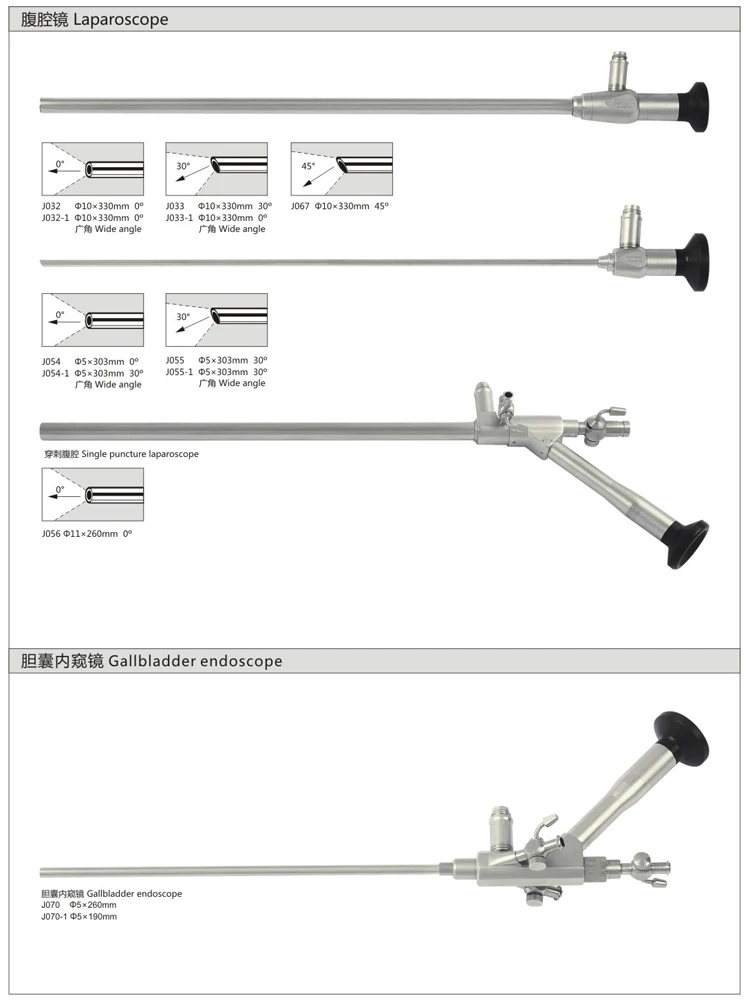 High Definition Factory Price Reusable 10 Mm 0 Degree Laparoscope With Different Adapter Manual Power Supply