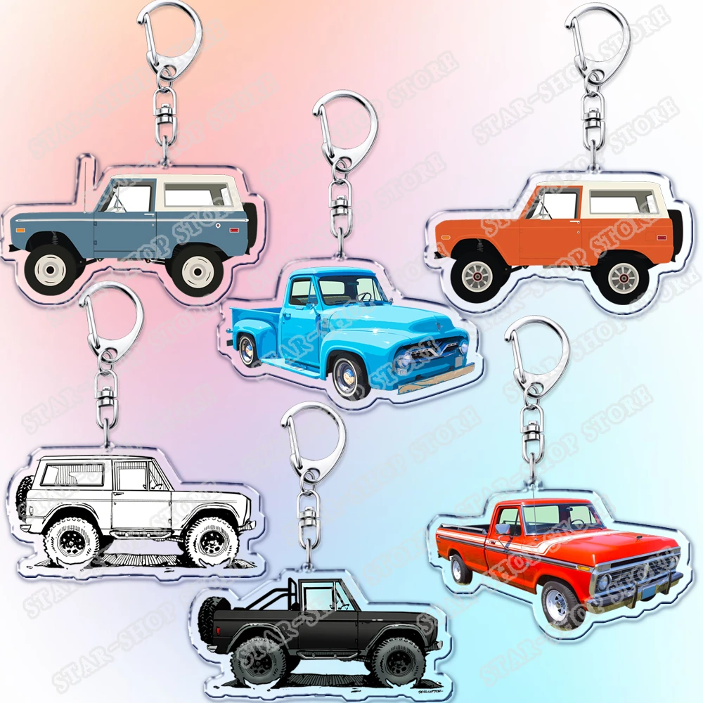 Vintage Classic Old Truck Keychains for Accessories Jewelry Retro Vector Car Keyrings Fans Friends Gifts