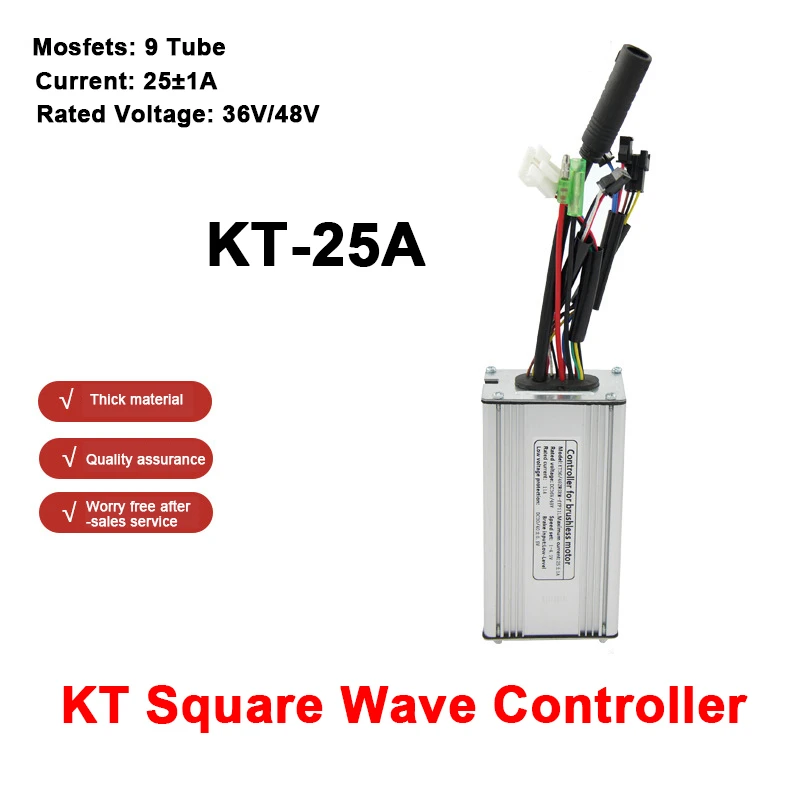 

Original E-bike Controller 36V/48V 9-tube KT-25A Square Wave Controller SM Plug,For 750W Motor,Bicycle Refit Accessories