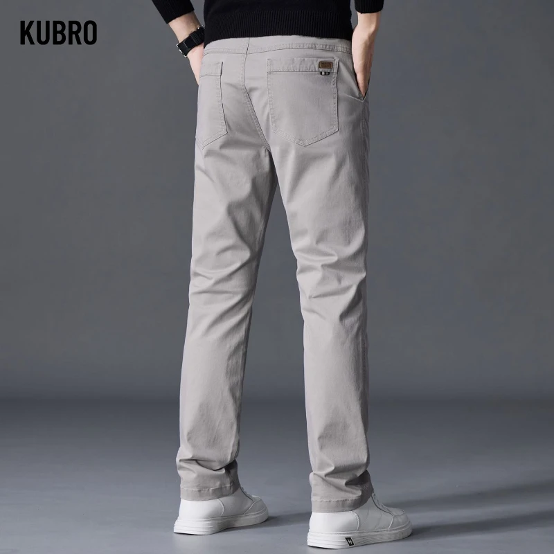 

Autumn Men's Cotton Pants Classic Straight Elastic Casual Solid Color Business Trousers Fashion Soft Comfortable Clothes Pants