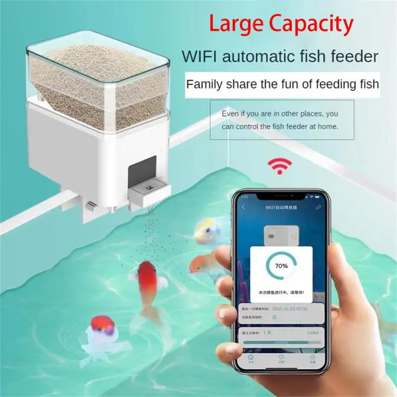 WiFi Remote Automatic Feeder Aquarium Goldfish Feeder 100ML Large Capacity Smart Timing Fish Feeder APP Control For Aquarium Use