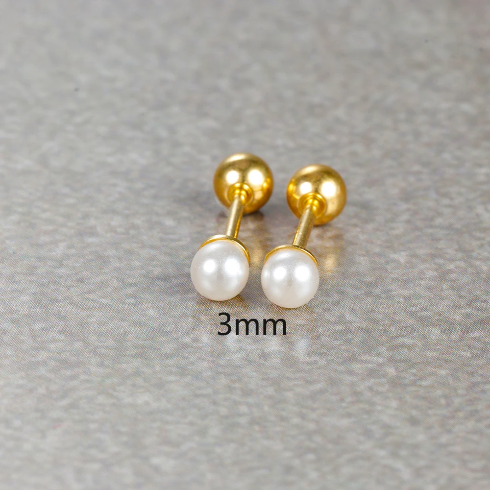 2pcs Simple Pearl Piercing Stud Earrings for Women 2023 Jewelry Stainless Steel Earring for Mother Day