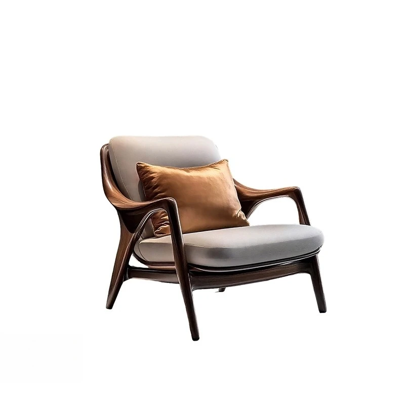 New Chinese style, black walnut sofa chair, simple tiger chair, living room solid wood leisure chair