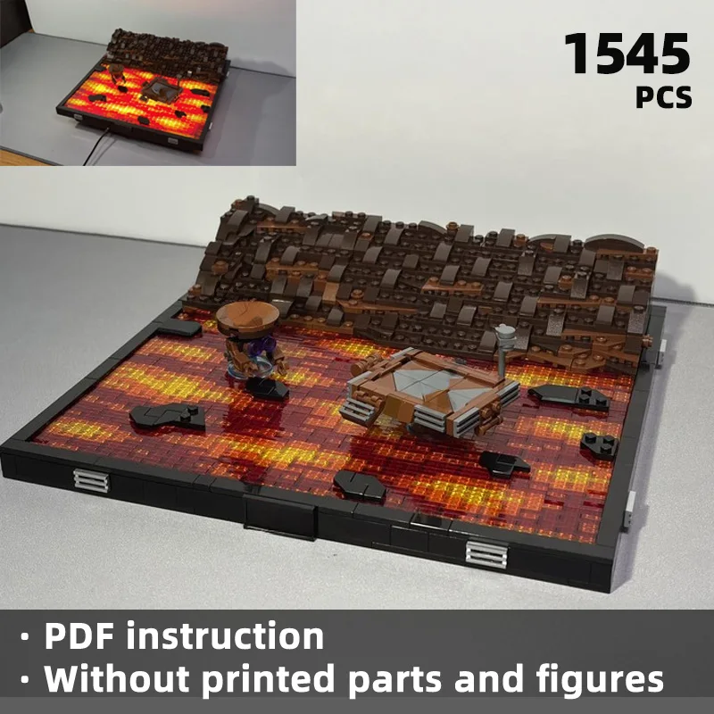 

Строительные блоки фантазийных приключений: сцена приключений лавы с высоко реалистичным эффектом потока лавы