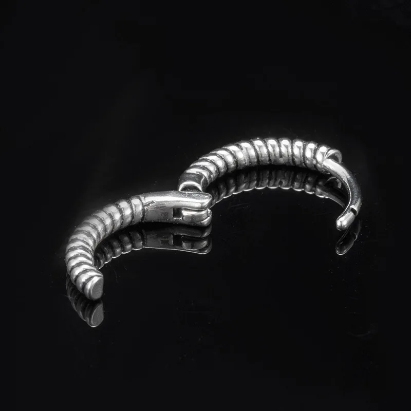 Vintage Hoop Earrings for Men Women Stainless Steel Huggie Earring Hinged Hoop Tribal Braided Engraved Retro Jewelry