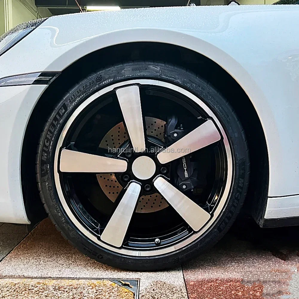 20 ruedas forjadas de 21 pulgadas 5X130 máquina negra brillante cara plateada para porsche 911 Cayenne