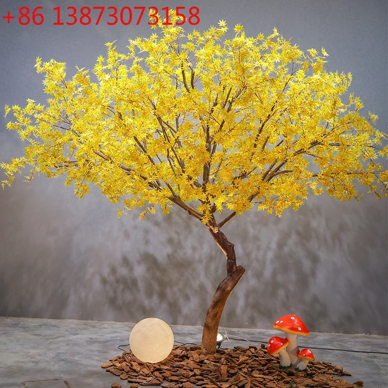 Simulation Maple Leaf Tree False Yellow Maple Red Maple Large Green Plant False Tree Dry Landscape Japanese Landscape