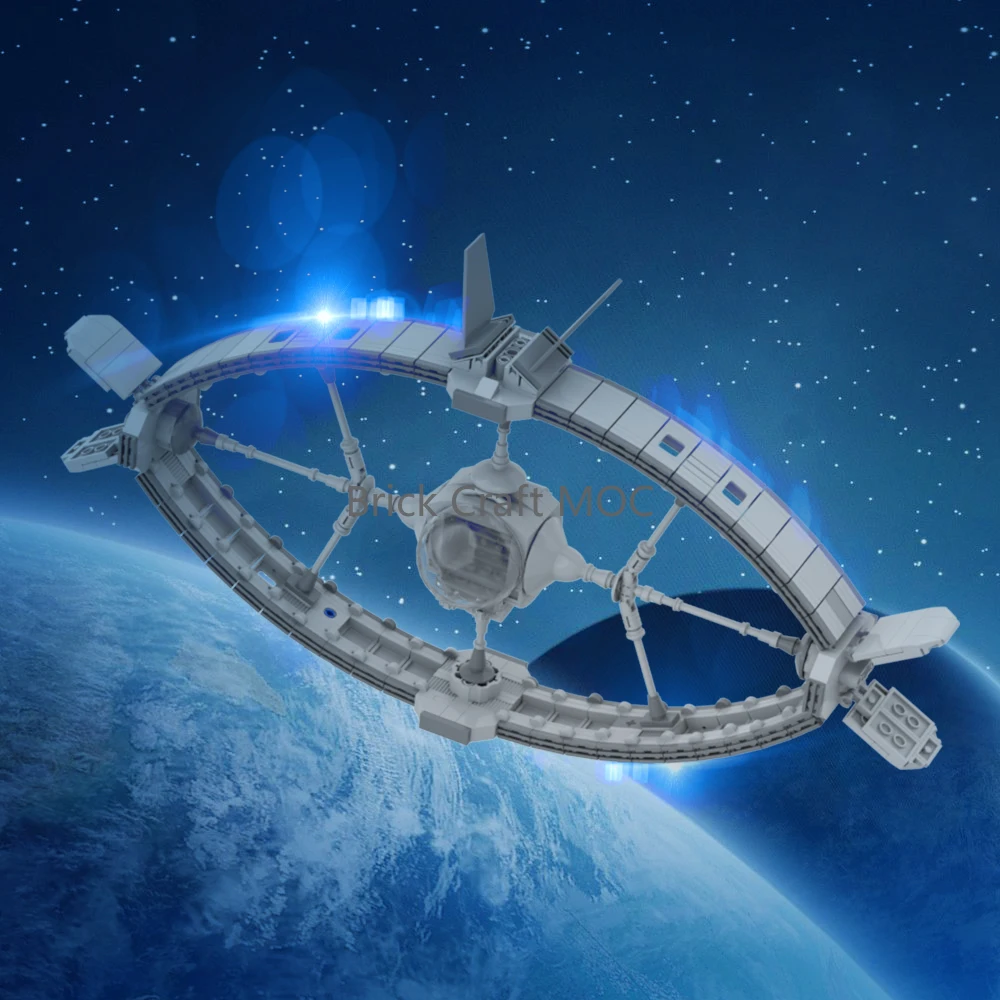 

MOC Grey Ring Starship Bricks - Iconic Central Core & Rotating Ring Design, Sci-Fi Display Model