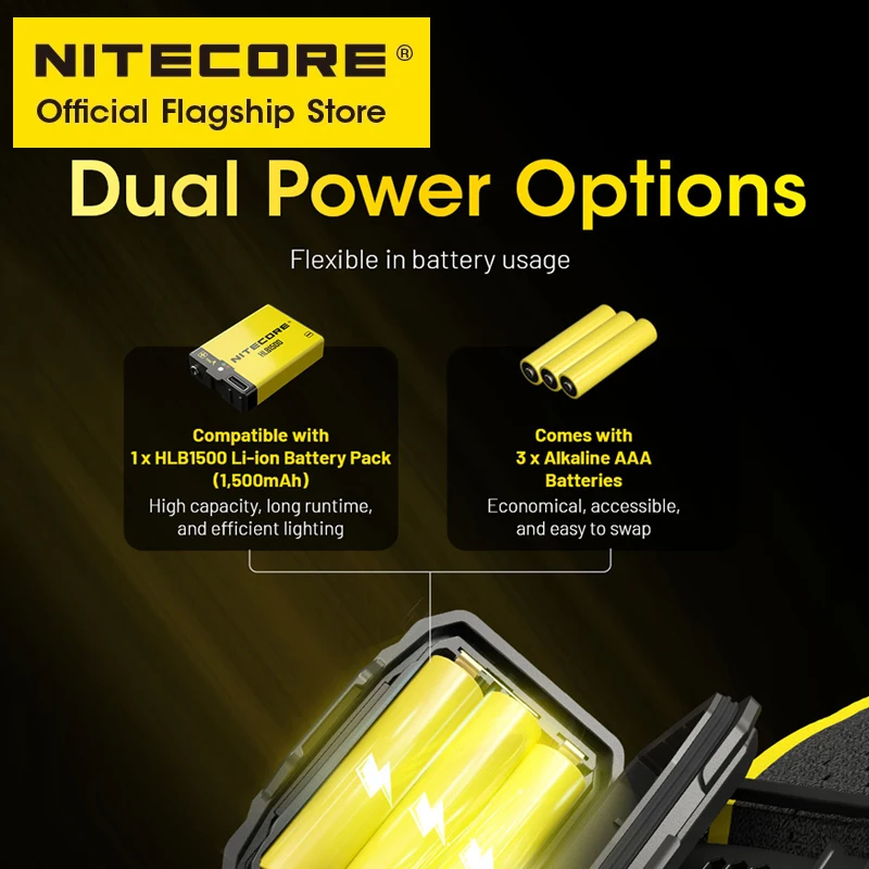 NITECORE HA23 UHE كشافات AAA خفيفة الوزن 3 درجات حرارة ألوان 600 لومن مصباح أمامي IP68 للجري الليلي والتخييم والصيد والرحلات