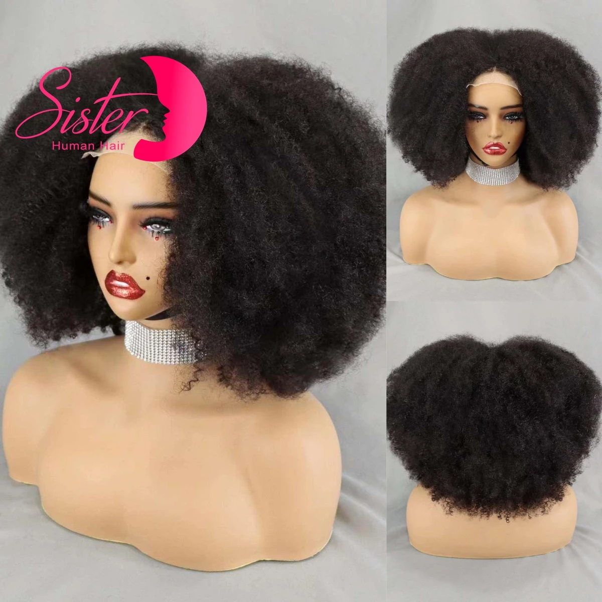 350% Density Afro Kinky Curly Wigs 13x4 4x4 Lace Frontal Short Bouncy Curly Bob Human Hair Wigs Natural Hairline for Black Women