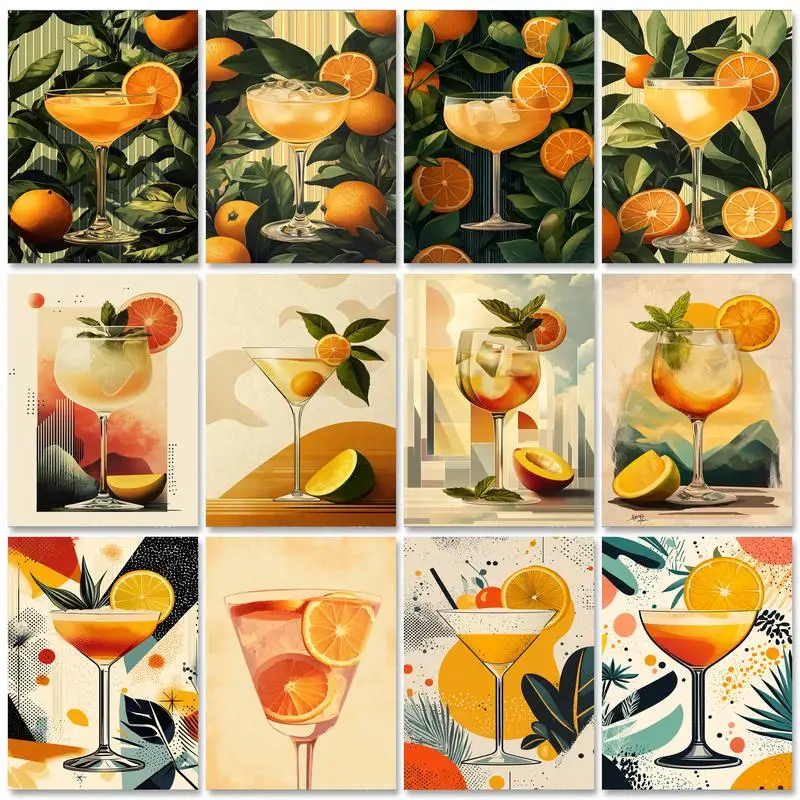 

RUOPOTY Illustration Diy Painting By Numbers Kits Fruit Wine Glass Handpainted Acrylic Painting On Canvas Diy Ideas Crafts