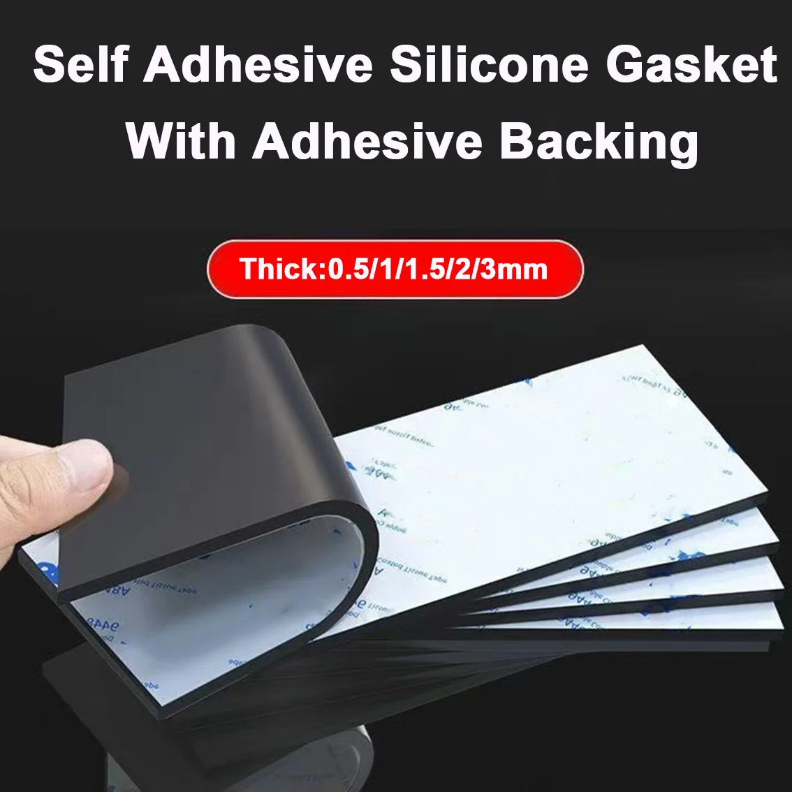 

1-4Pcs Single Sided Self-adhesive Silicone Pad With Anti Slip And Silent Thickness Of 1000x10/20/30/40/50x0.5/1/1.5/2/3mm Black
