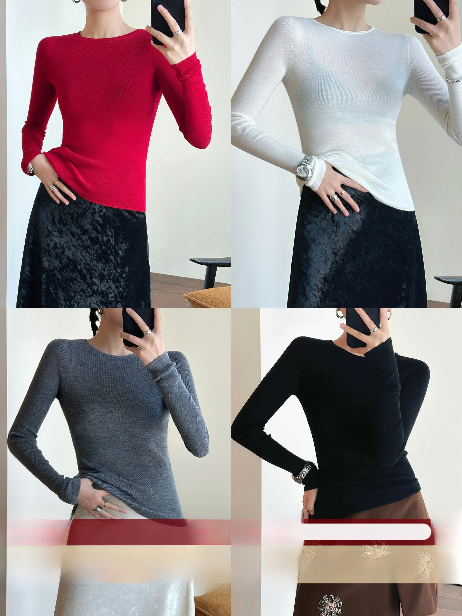 

WANGER BIELLA Yangzi 8 Needle 48 Tead Count Extrine Wool No Prure Knitted Base Layer Queen Women's Knitwear