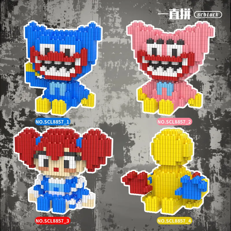 SCL8857 Poppy Playtime Blue Huggy Pink Huggy Poppy Connecting Building Blocks Collectible Toy Birthday Gift