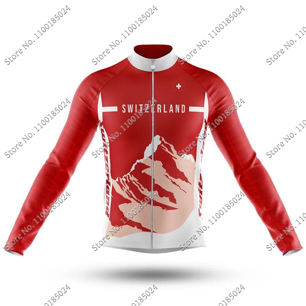 2022 Switzerland Team Cycling Jersey Long Sleeve Swiss Winter Clothing Road Bike Shirts Bicycle Tops MTB Uniform Maillot