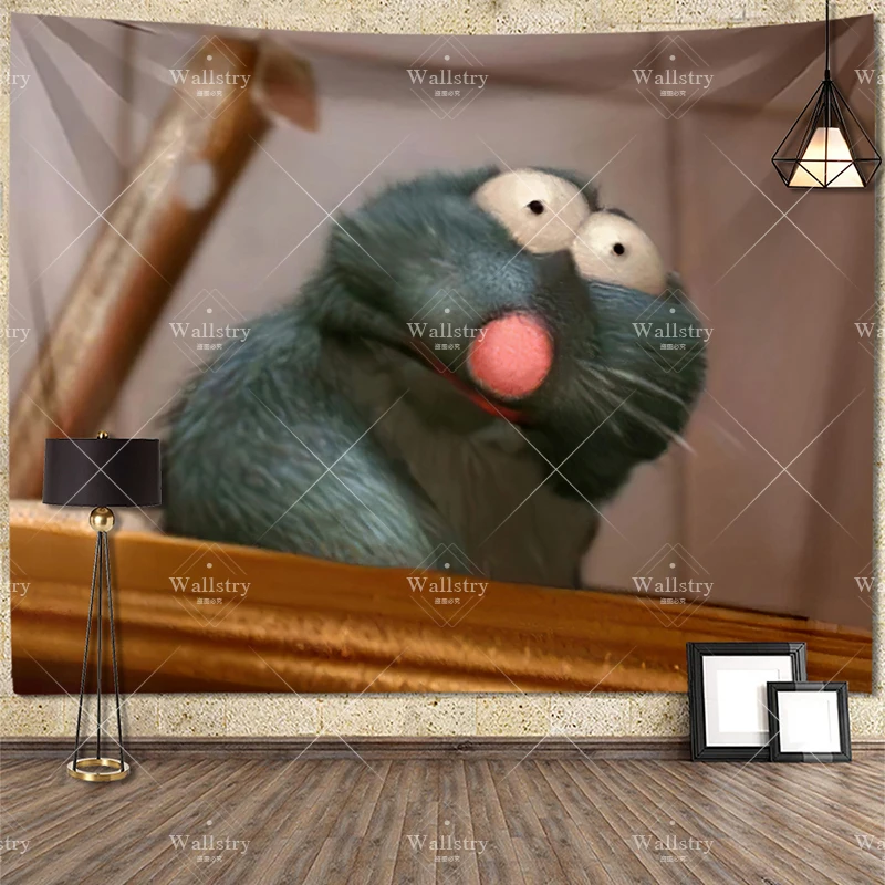 Funny Ratatouille Meme Anime Tapestry HD Large Fabric Macrame Wall Hanging Background Home Decoration Cloth Room Decor Yoga Mats