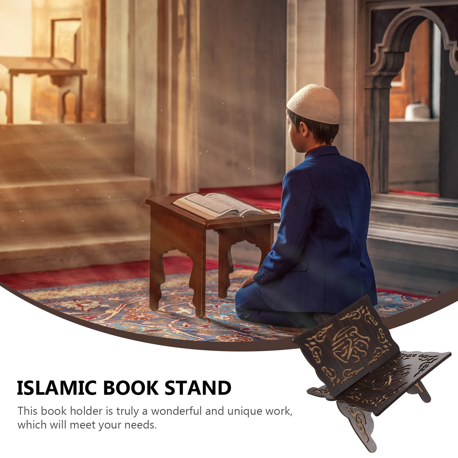 

Quran Bookshelf Prayer Stand Muslim Holder Decor Supplies Wood Wooden Islamic Display