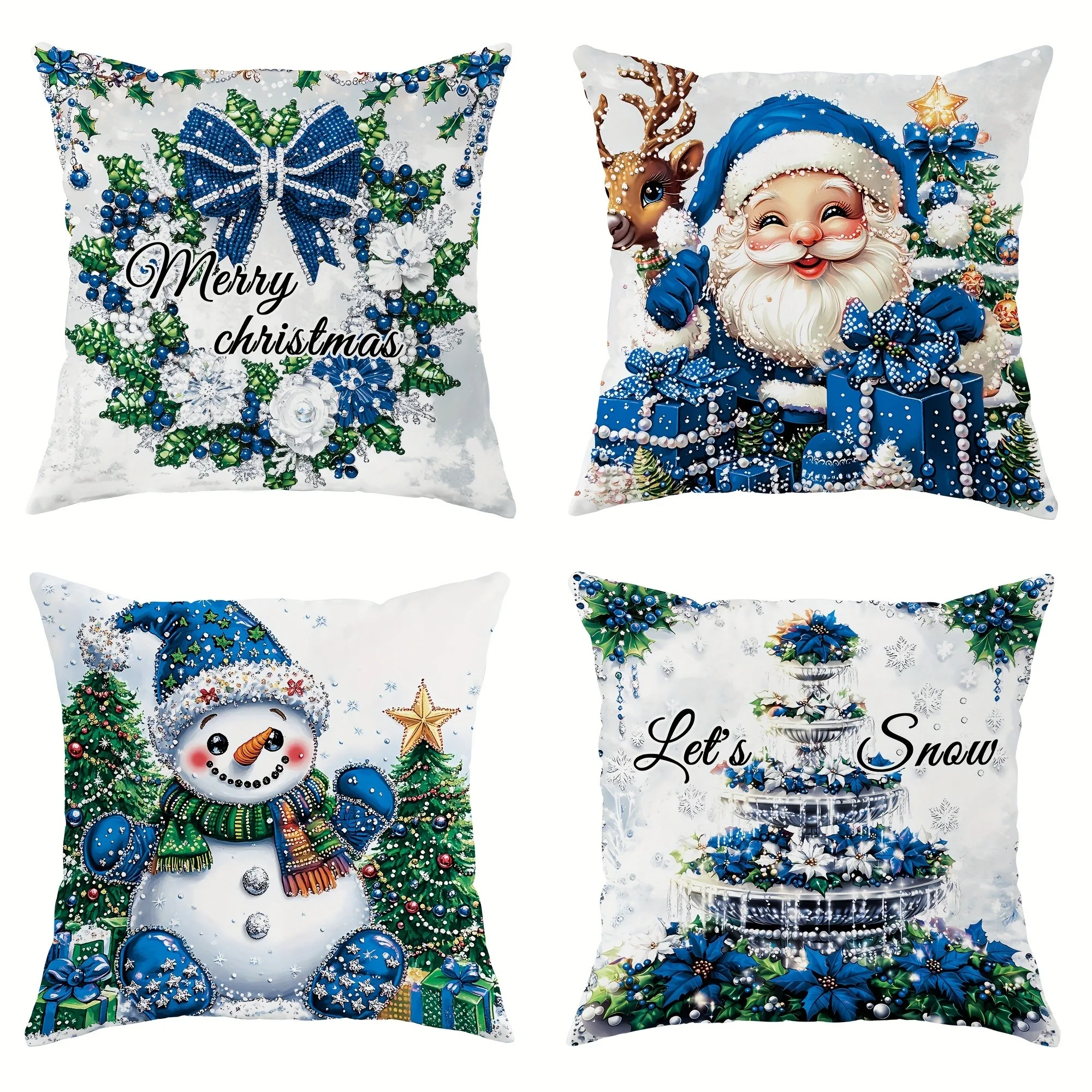 Christmas decoration pillowcase Merry Christmas Santa Claus Snowman garland pattern suitable for home room sofa cushion cover