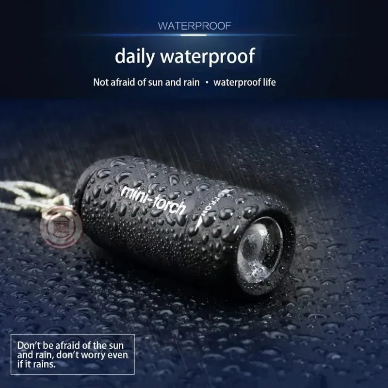 Pocket Keychain Flashlight Waterproof Outdoor Hiking Camping Mini FlashlightUSB Rechargeable LED Multifunctional Strong Light view 4