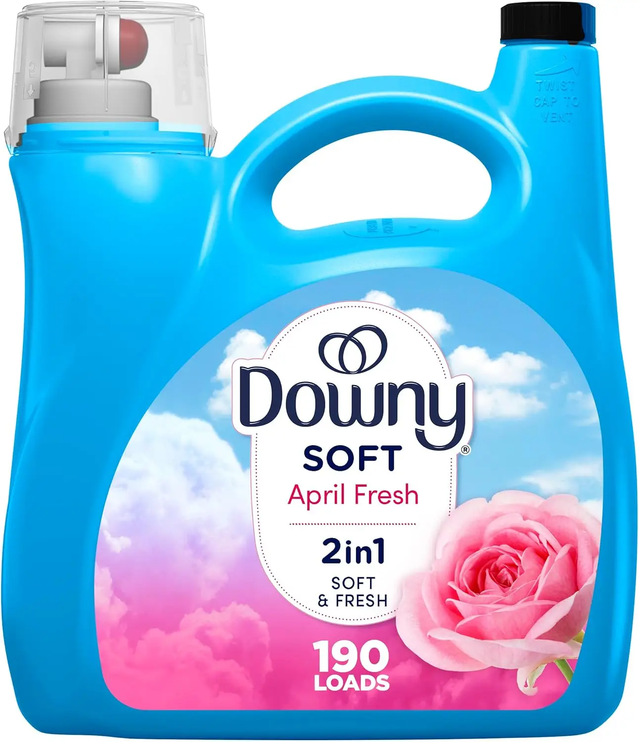 Liquid Fabric Softener, April Fresh 2-in-1 Fresh & Soft, 140 Fl Oz, 190 Loads, for Freshness and Softness