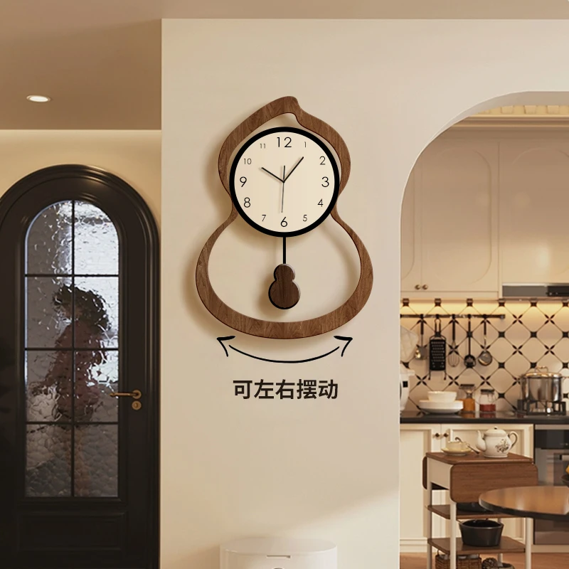 New living room wall clock wall-mounted medieval style creative gourd clock advanced sense with swing clock wall hanging