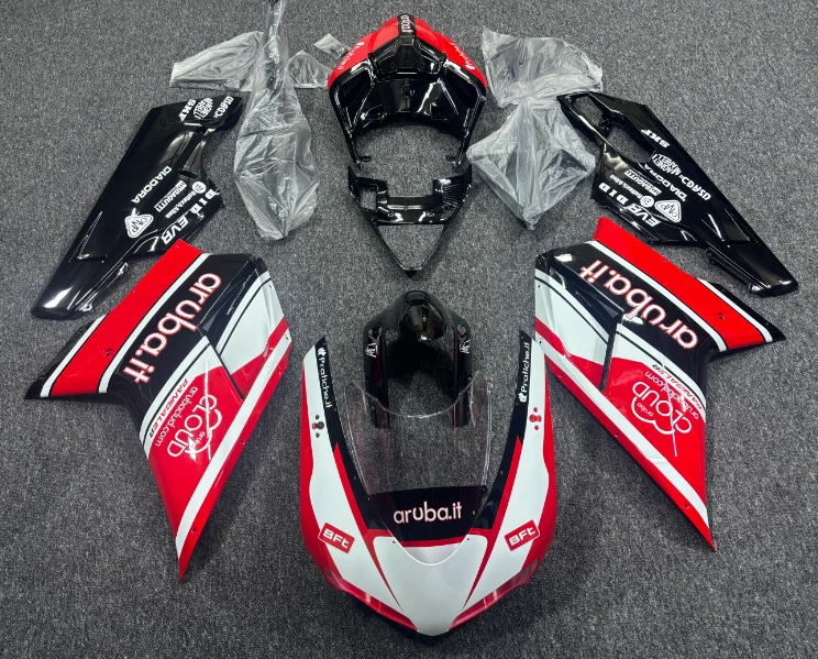 4Gifts New ABS Motorcycle Whole Fairings Kit Fit For Ducati 848 1098 1198 Bodywork Set Custom Red White
