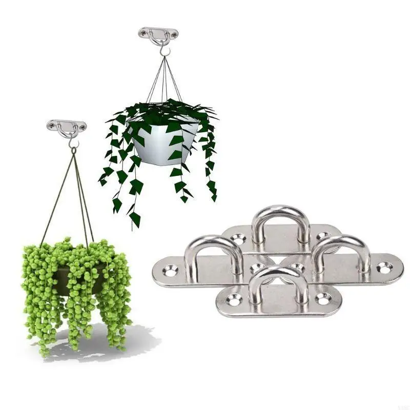 

6Pcs 5mm Stainless Steel Eye Plate Oblong Pad Universal Marine Boat Hardware Oblong Pad Eye Plates Hook