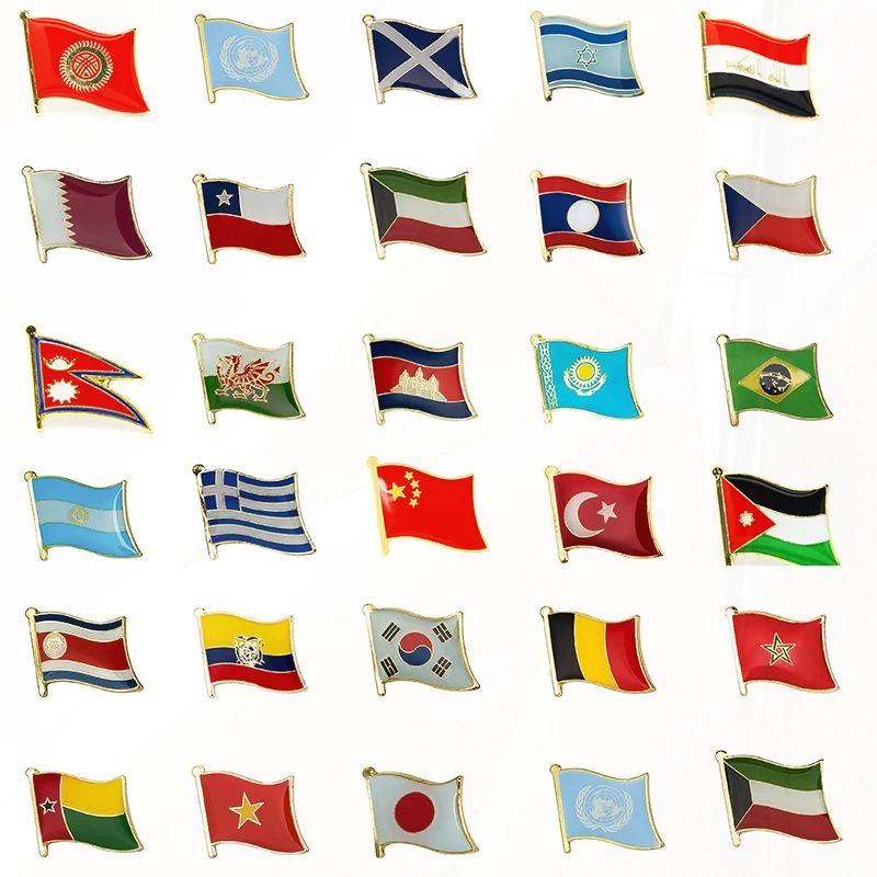 around the world Flags, badges, and Brooch of countries