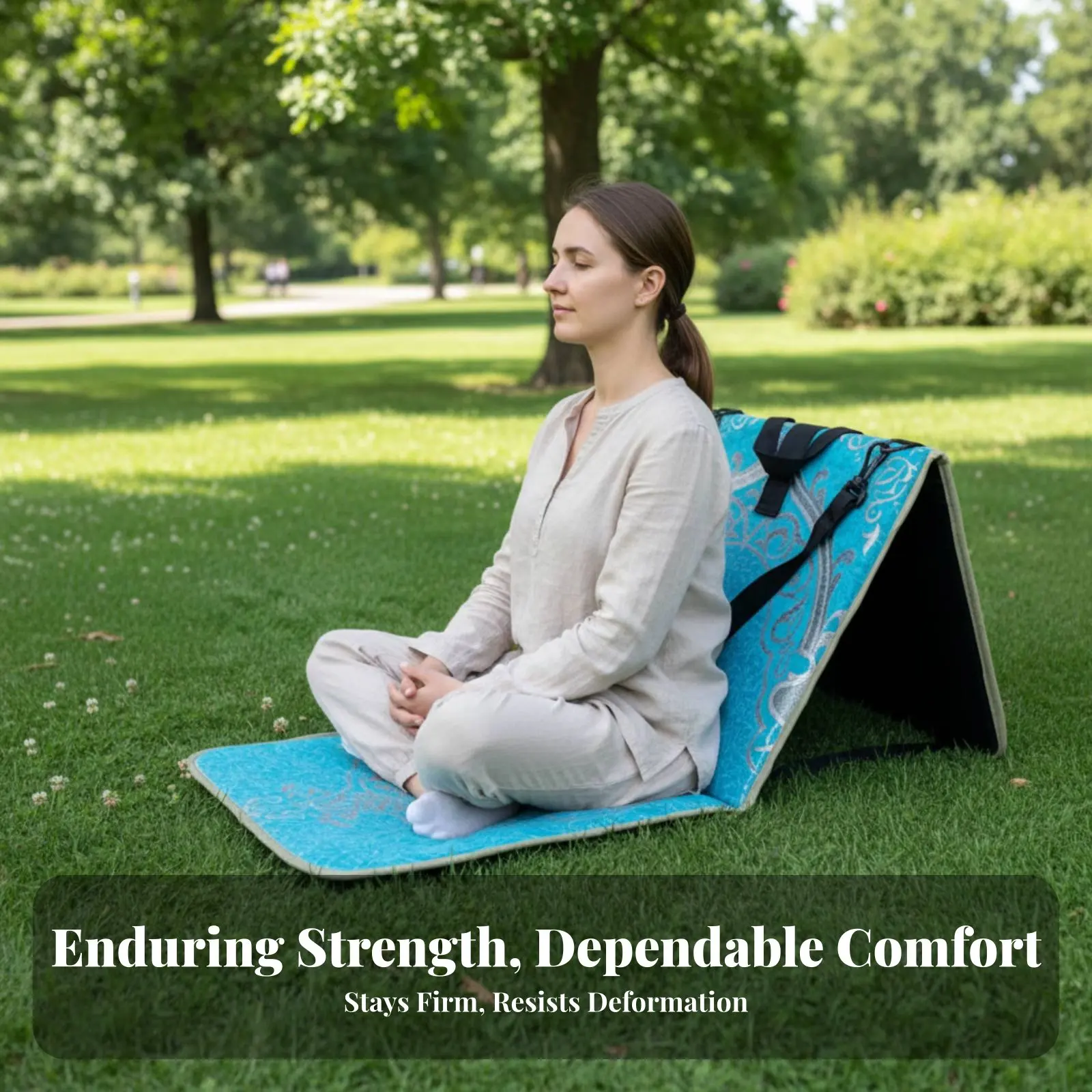 Outdoor Portable Prayer Rug, Foldable Backrest Mat, Multifunctional Carpet, Ethnic Design, Home & Travel Use