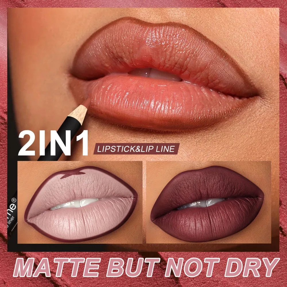 Zestaw do makijażu 12 sztuk, matowa kredka do ust i szminka, matowa, wodoodporna, długotrwała, zestaw do makijażu na co dzień i pudełko prezentowe, zestaw kredek do ust.