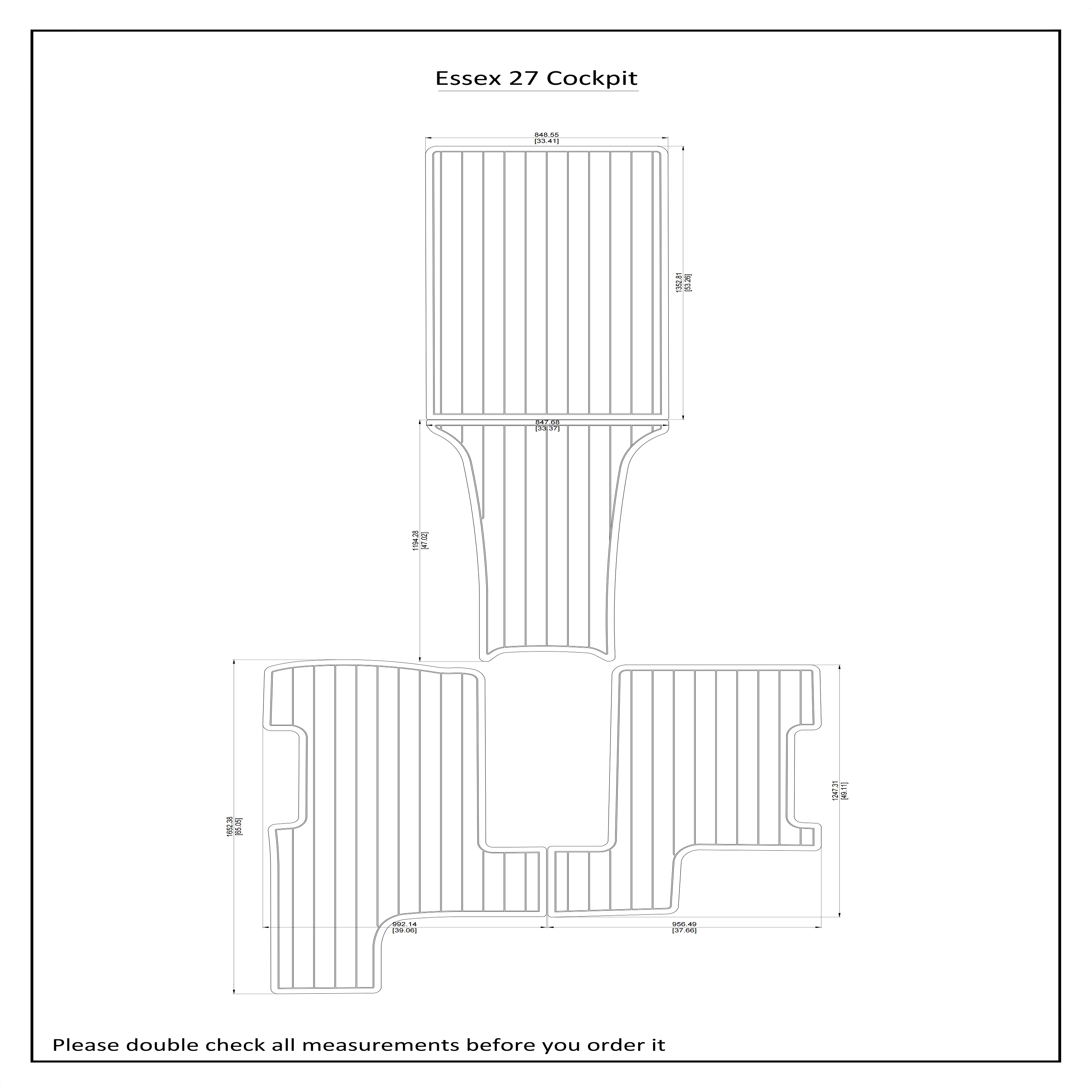 

Essex 27 Cockpit Boat EVA Faux Teak Deck Floor Pad