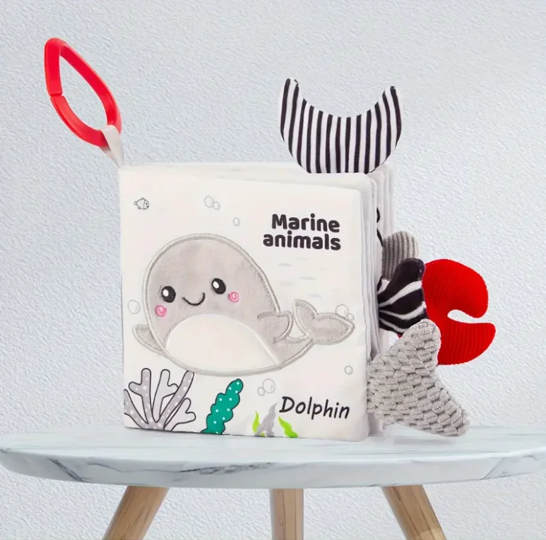 Black And White Cloth Book, Early Education Baby Can Not Tear Can Bite Three-dimensional Tail Book, Baby Cognitive Toys Hallowee