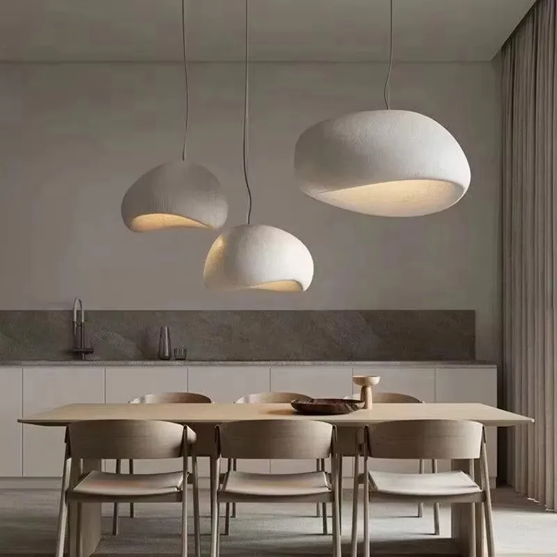 Nordic Wabi-Sabi HDPE Led Pendant Lamp Living Dining Room Chandelier Lighting Home Decor Bedroom Kitchen Hanging Light Luminaire
