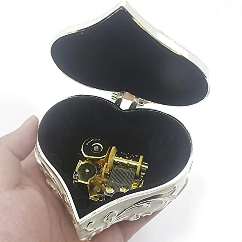 ROSIKIN Emboss Alloy Metal Music Box ♫ My Heart Will Go On ♫Birthday Valentine's Day Gifts