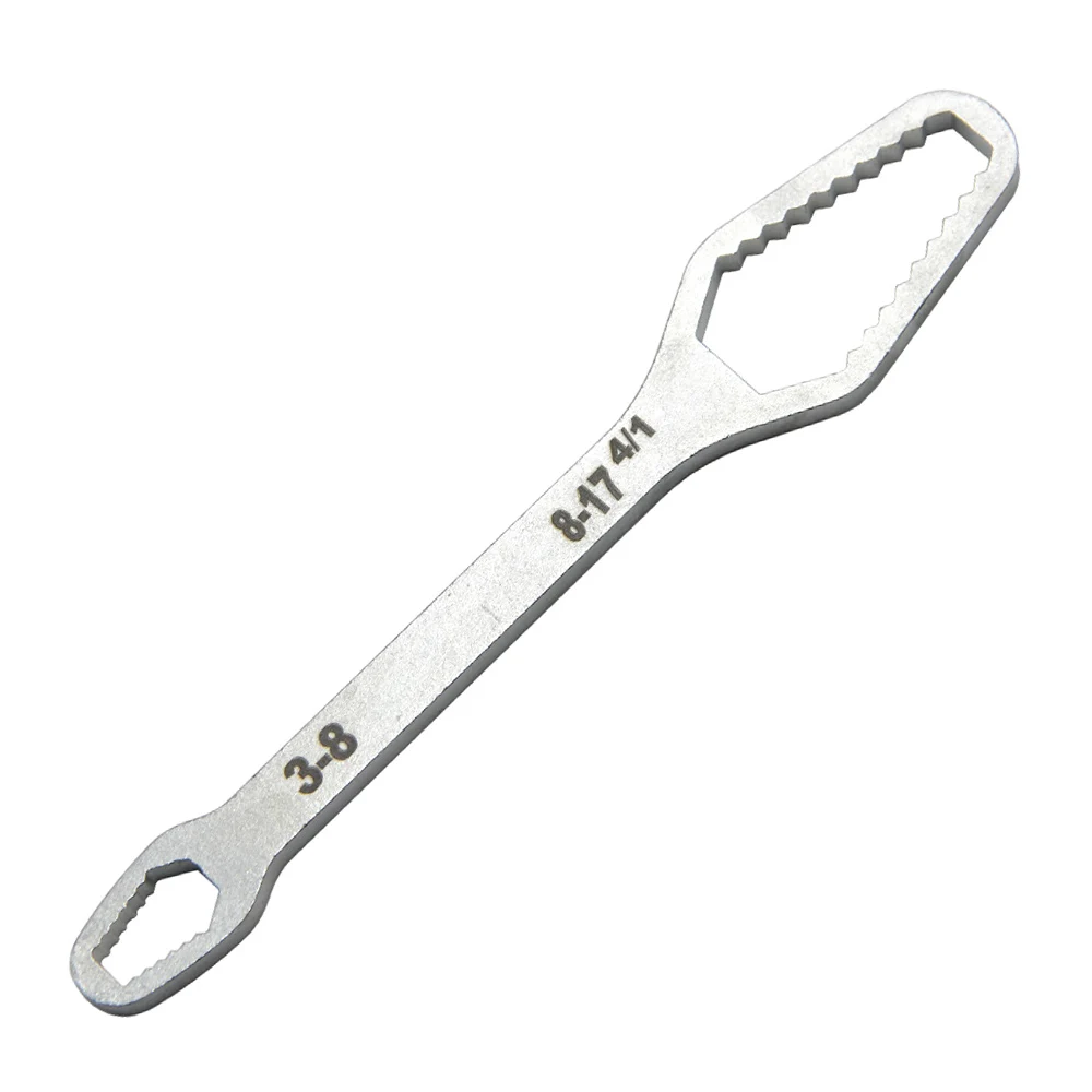 5mm Silver Multi Functional Double Headed Box Wrench 3-17 Hexagonal Solid Wrench for Tighten Multi Diameter Screws and Nuts Tool