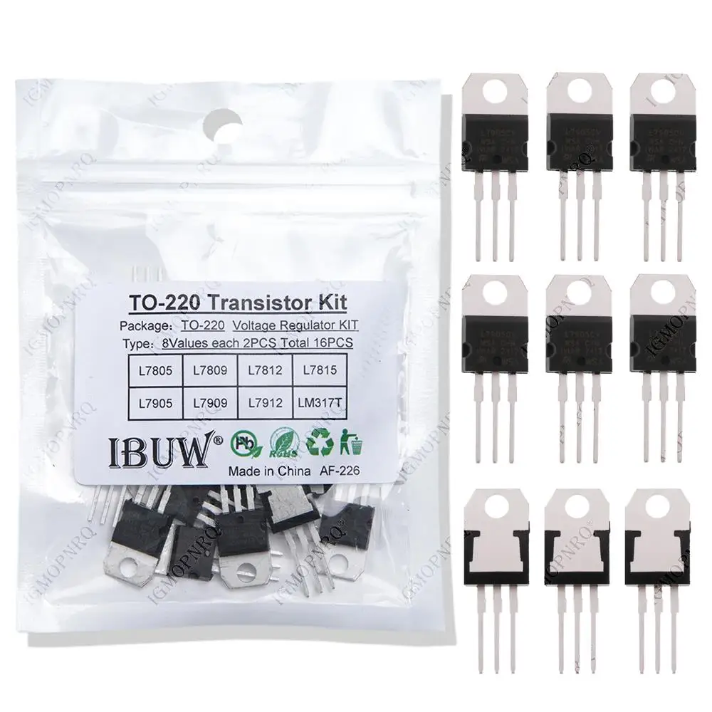 8value*2PCS=16PCS 7805 7809 7812 7815 7905 7909 LM317 L7912 hjxrhgal LM317T TO-220 Transistor Assortment Kit Voltage Regulator