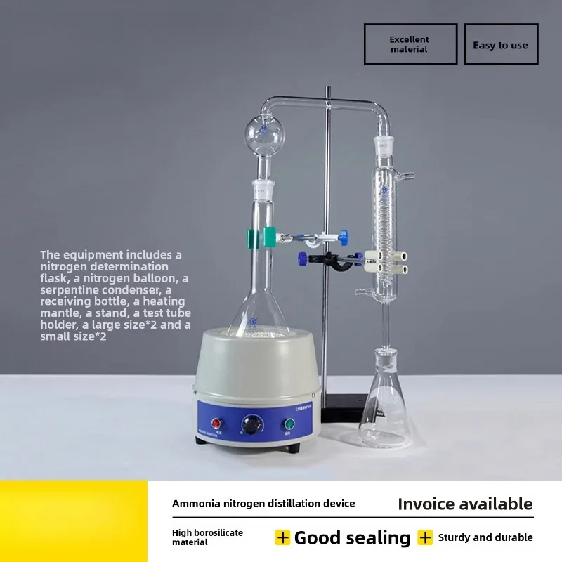 Lab Glass Ammonia Nitrogen Distillation Apparatus Kjeldahl Distiller 500ml with Condenser