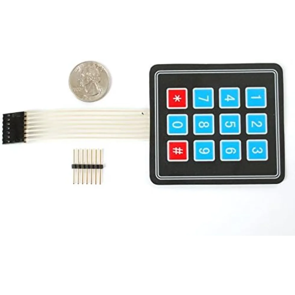 3x4 16-Key Membrane Matrix Keypad,Self-Adhesive Keyboard Switch for Prototyping, Microcontroller Input & DIY Electronics Project