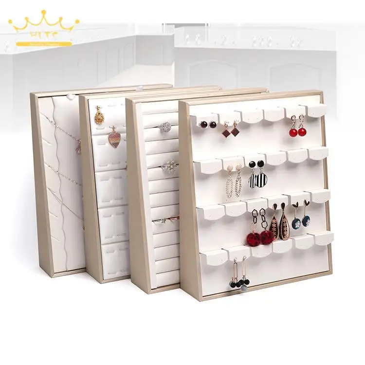 Leather Tray for Jewelry Exhibition Jewelry Storage Bevel Tray Store Counter Earrings Necklace Pendant Rings Display Organizer