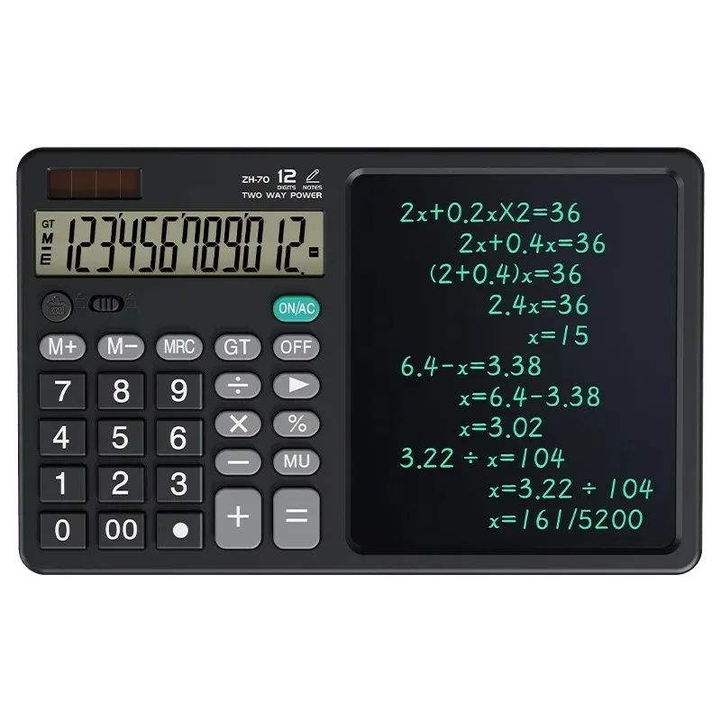 Solar Foldable Scientific Calculator with Writing and Drawing Tablet, LCD Large Screen Calculator