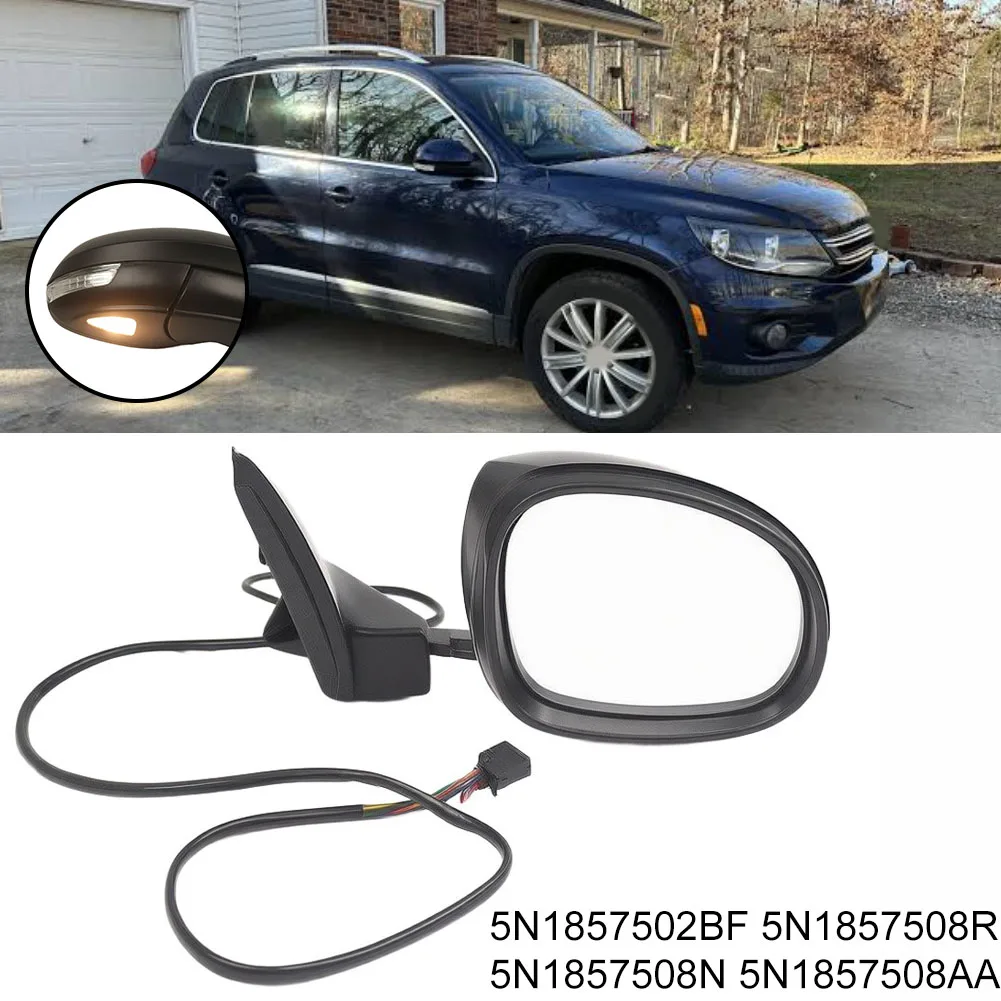 For Tiguan 2009-2016 for lhd RH Mirror with Power Adjustment Heated Element Turn Signal Puddle Lamp 9PIN Interface