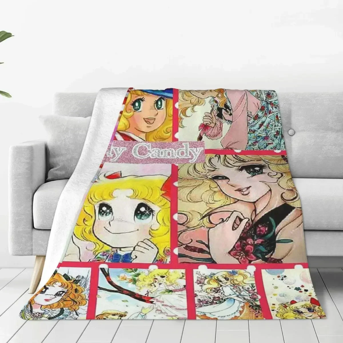 Candy Candy Cartoon Plaid Blanket Fleece Decoration Japanse Anime Super Warm Throw Blanket for Bed Bedroom Bedding Throws