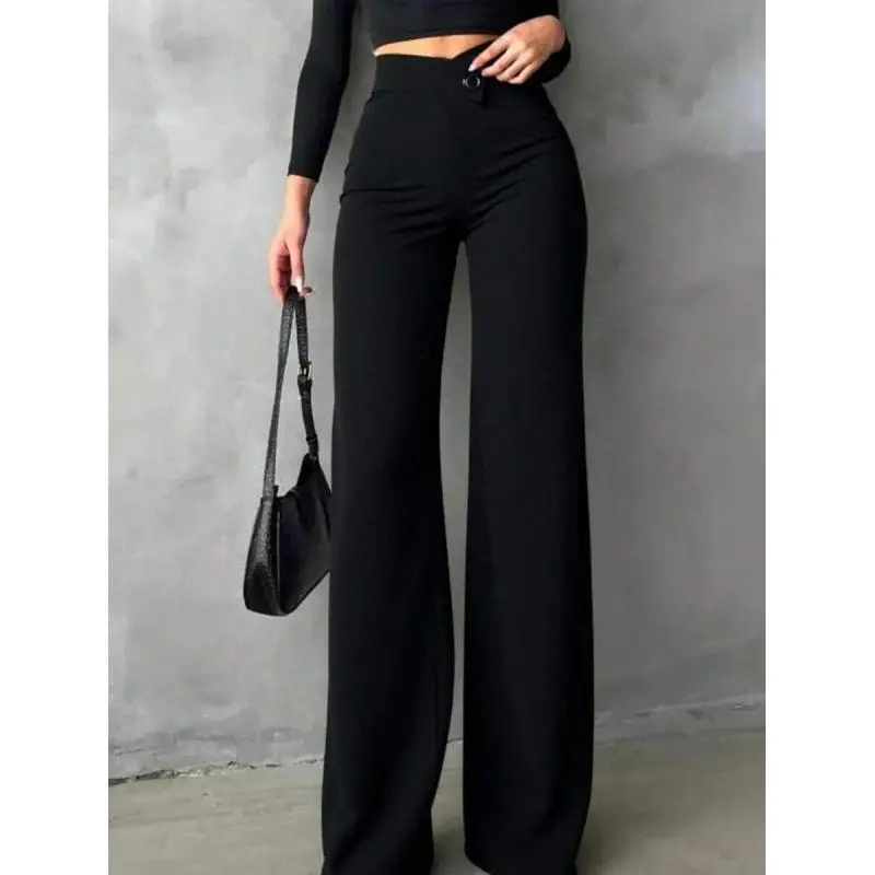 Slim Fit Drape Suit Pants Women's Casual Trousers Low Waist Mid-aged Suitable Denim Material Other Material 100% Cross-Border