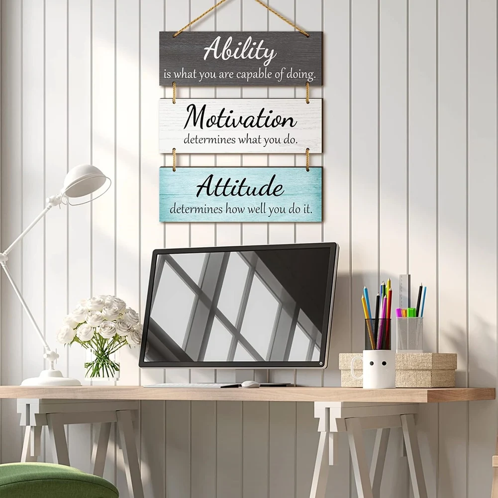 1 Set /3pcs Rural Wooden Sign Inspired Wall Decoration, with Proverbs Written on It,Can Be Hung Outside