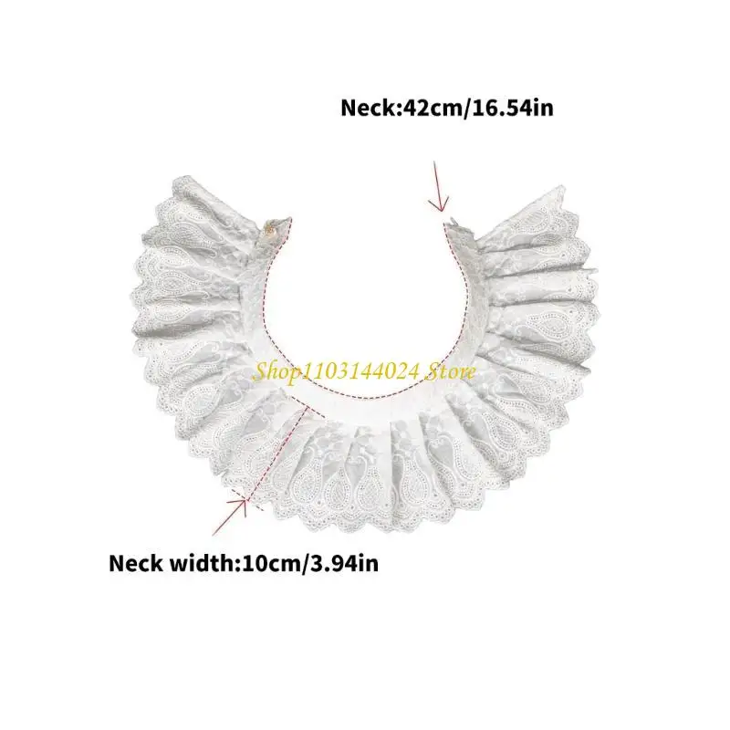 N5KE ลูกไม้ Ruffled Faux COLLAR ที่ถอดออกได้ Ruff COLLAR เครื่องแต่งกาย Props สำหรับธีมกิจกรรม