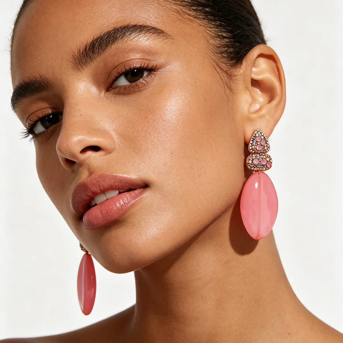 Cross-border hot-selling macaron color leaf modeling plate stud earrings water drop niche versatile earrings wholesale women