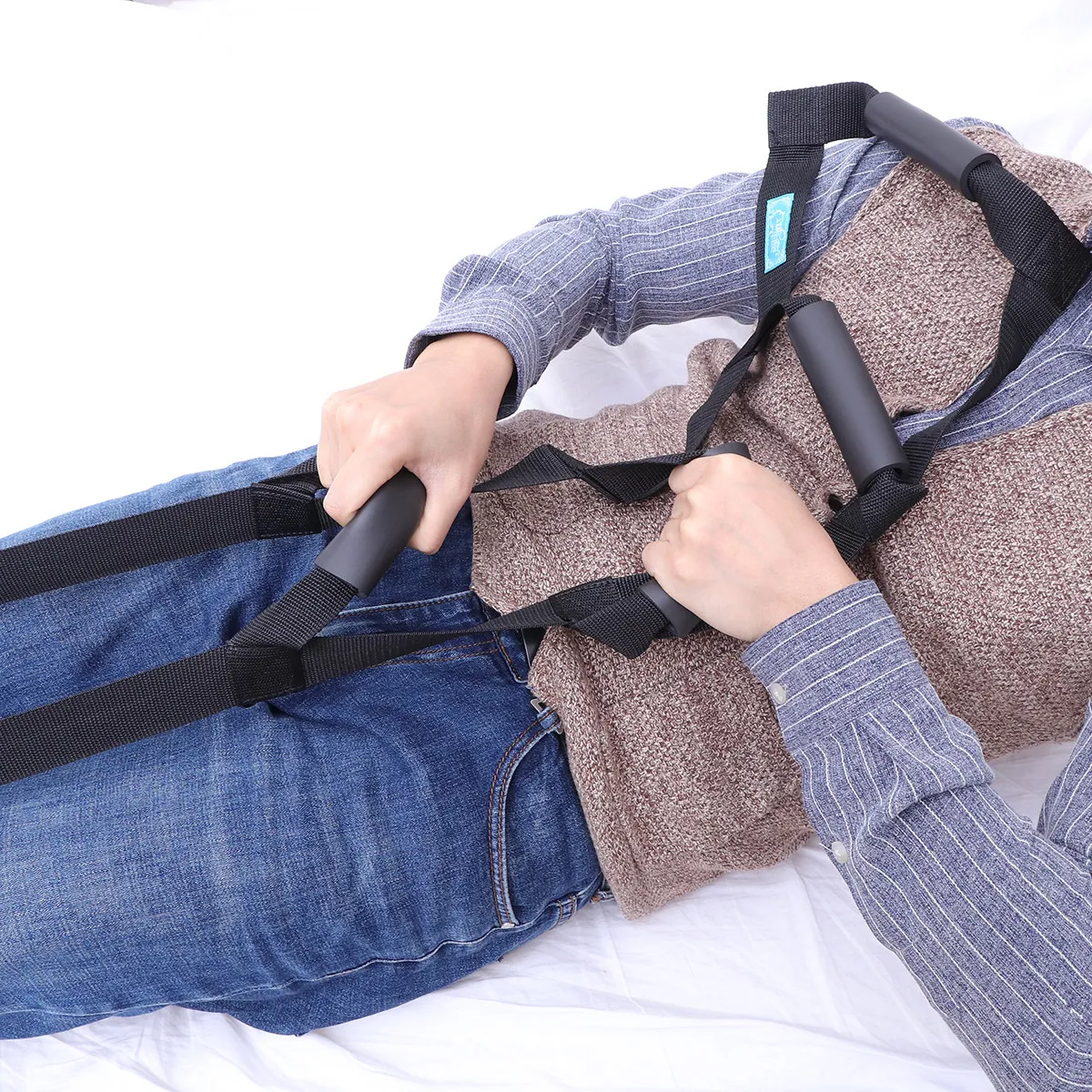 Bed Ladder Assist Sit Up Assist Device Adjustable Strap with Cushioned Handles for Elderly Pregnant Injury Recovery Bed Support