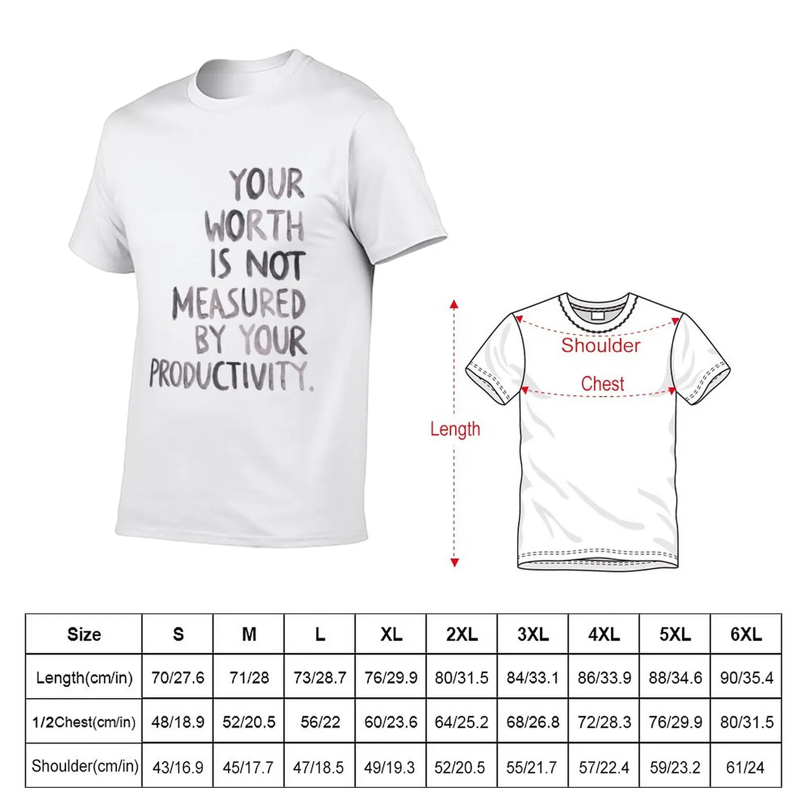 your worth is not measured by your productivity - watercolor text by farrahdelle T-Shirt